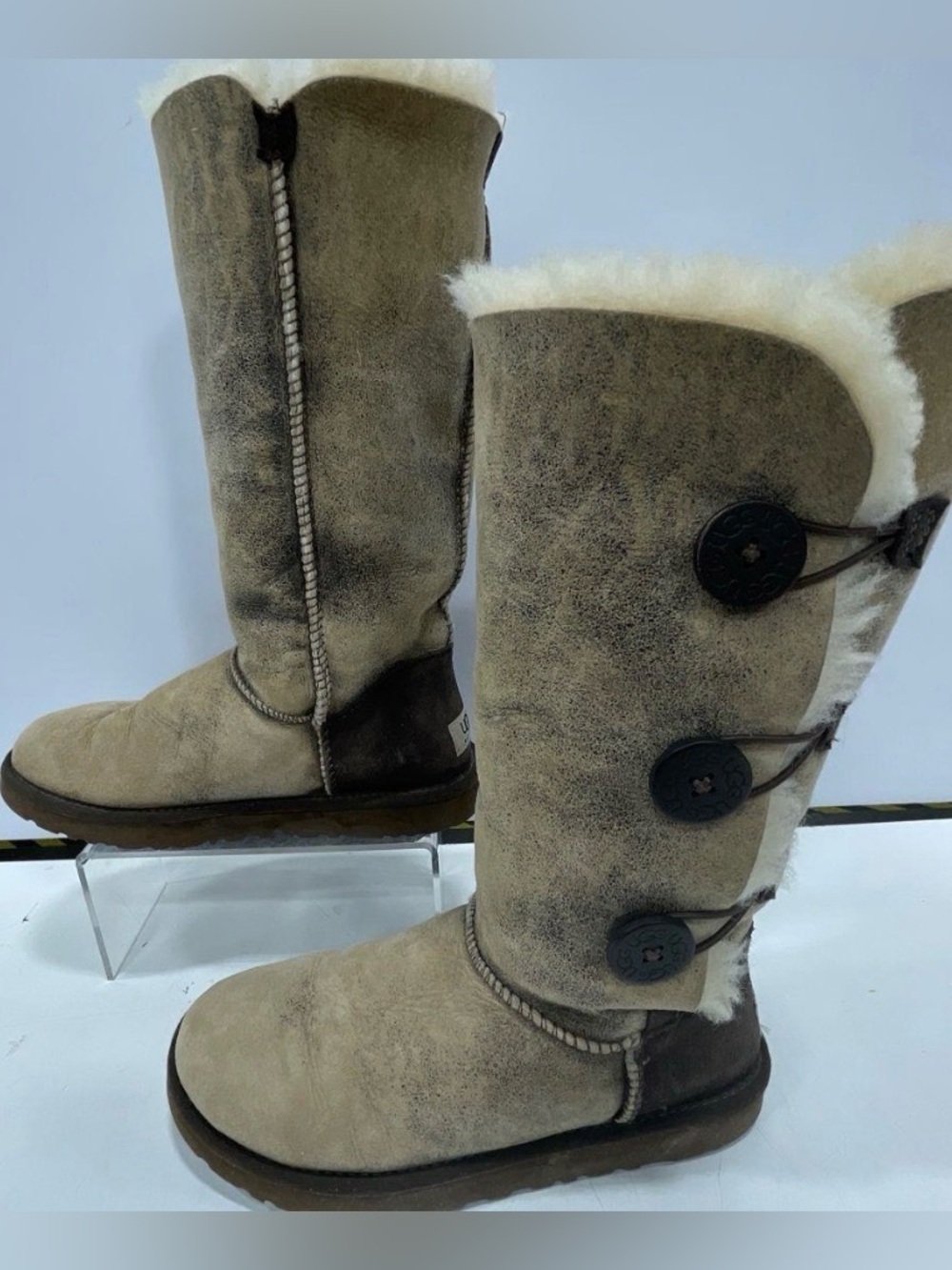 Ugg Boots, Tall Bailey Button Triplet Sand Sheepskin Button US 8